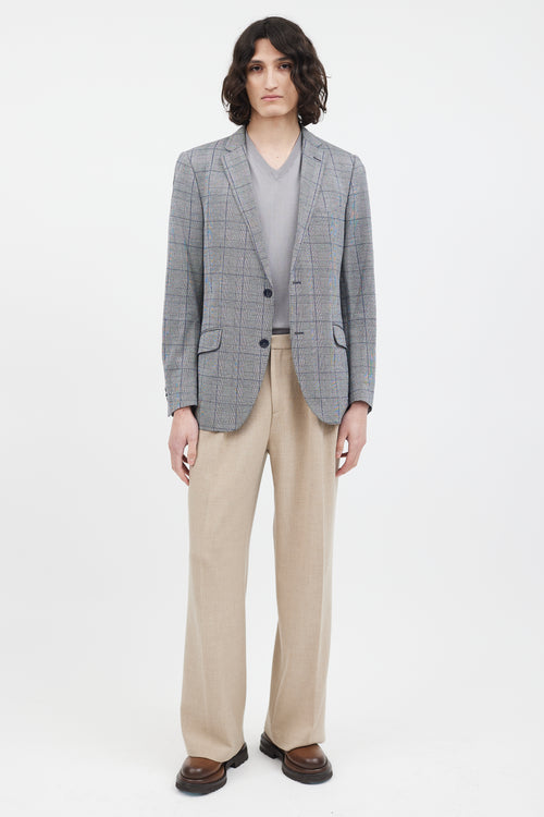 Etro Grey 
Navy Checked Blazer