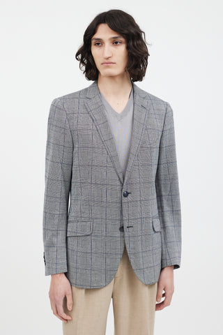 Etro Grey 
Navy Checked Blazer