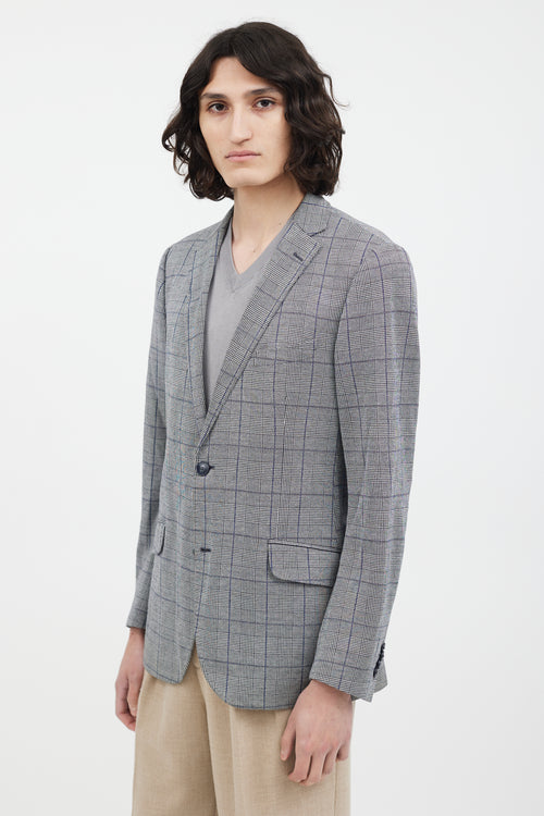 Etro Grey 
Navy Checked Blazer