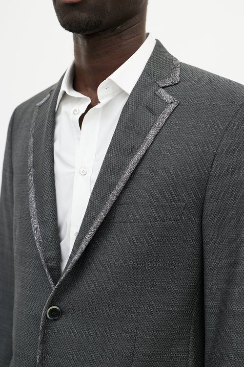 Etro Grey Textured Wool 
Paisley Blazer