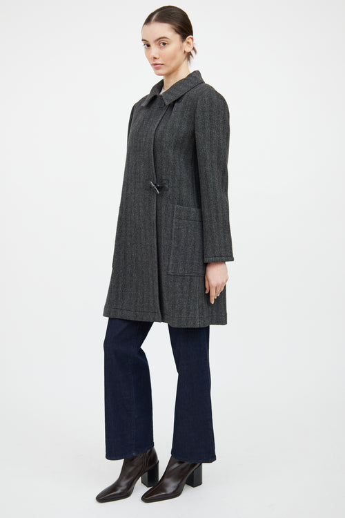 Etro Grey 
Black Wool Tweed Coat