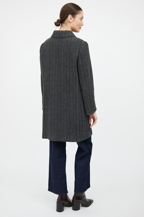 Etro Grey 
Black Wool Tweed Coat