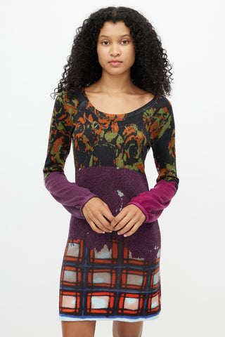 Etro Multi Print Long Sleeve Dress