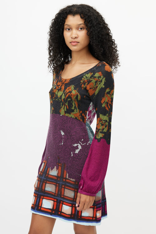 Etro Multi Print Long Sleeve Dress