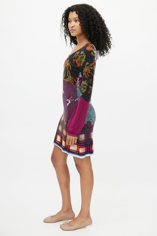 Etro Multi Print Long Sleeve Dress