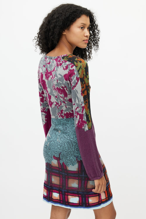 Etro Multi Print Long Sleeve Dress