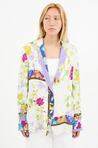 Etro White 
Multi Silk Floral Blazer