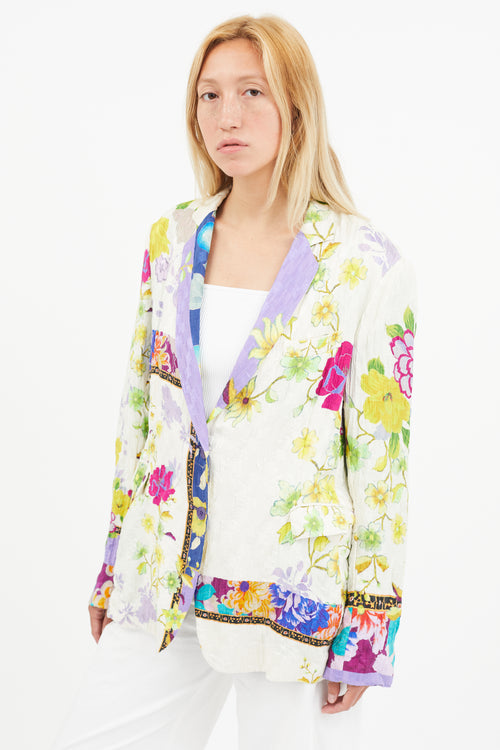 Etro White 
Multi Silk Floral Blazer