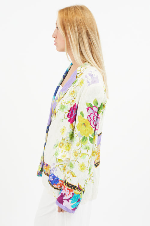 Etro White 
Multi Silk Floral Blazer