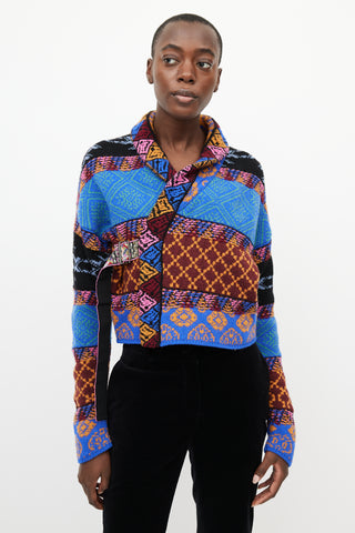 Etro Multicolour Knit Tie Cropped Cardigan