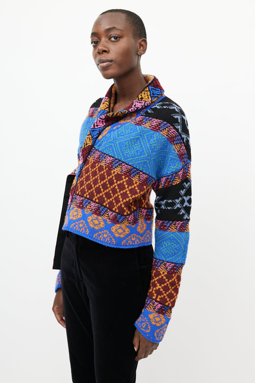 Etro Multicolour Knit Tie Cropped Cardigan