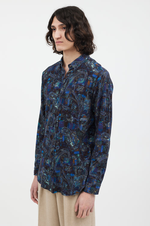 Etro Navy 
Blue Paisley Knit Shirt