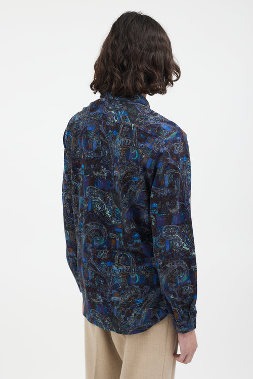 Etro Navy 
Blue Paisley Knit Shirt