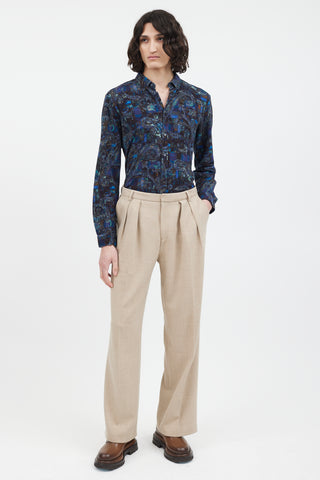 Etro Navy 
Blue Paisley Knit Shirt