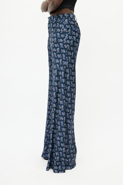 Etro Navy 
Multicolour Paisley Wide Leg Trouser