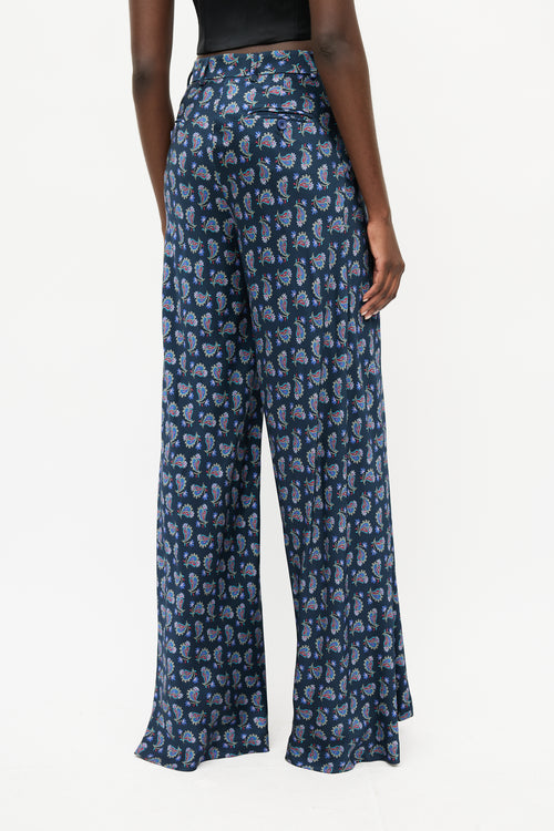 Etro Navy 
Multicolour Paisley Wide Leg Trouser