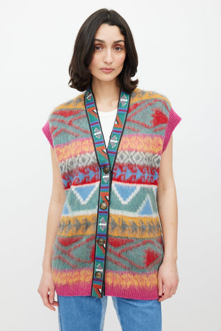 Etro Pink 
Multicolour Geometric Mohair Vest