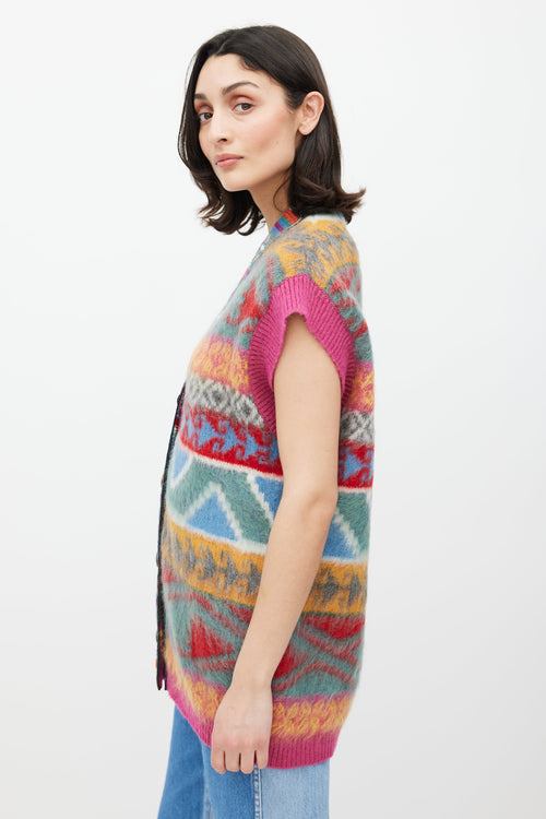 Etro Pink 
Multicolour Geometric Mohair Vest