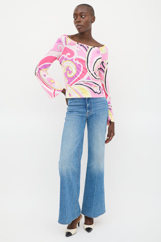 Etro Pink 
Multicolour Printed Bateau Top