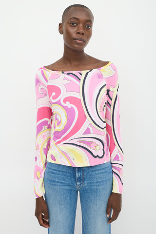 Etro Pink 
Multicolour Printed Bateau Top