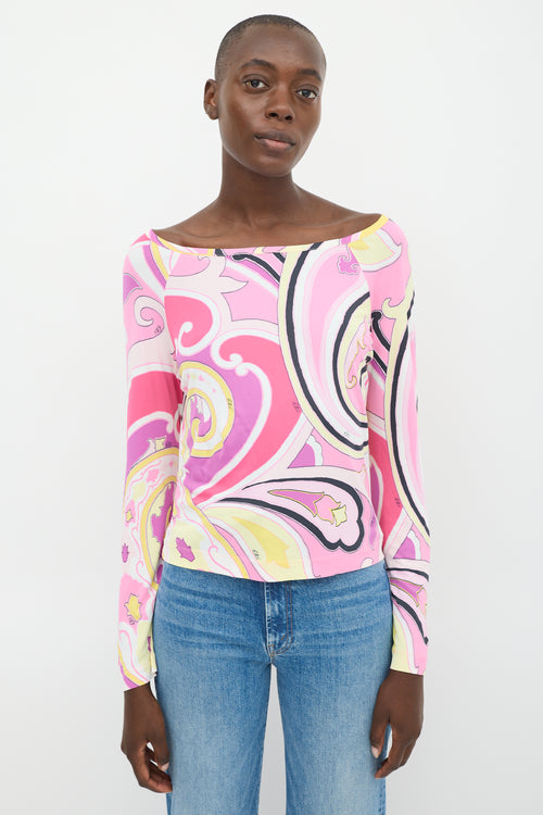 Etro Pink 
Multicolour Printed Bateau Top