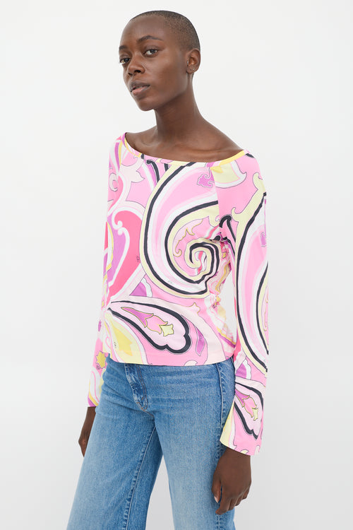 Etro Pink 
Multicolour Printed Bateau Top