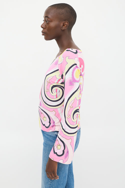 Etro Pink 
Multicolour Printed Bateau Top