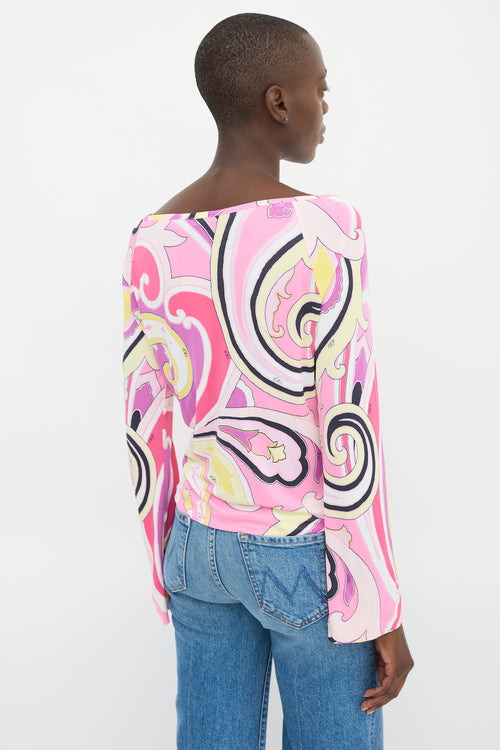 Etro Pink 
Multicolour Printed Bateau Top