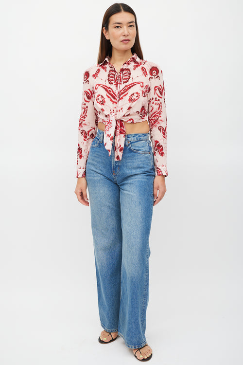 Etro Pink 
Red Floral Cropped Top