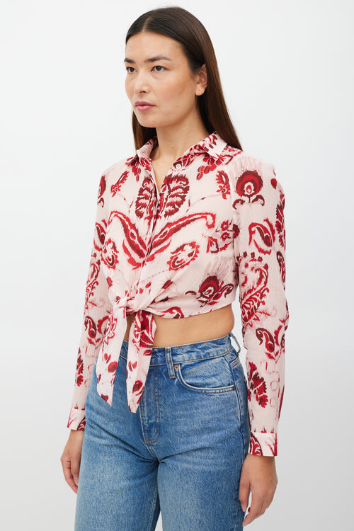 Etro Pink 
Red Floral Cropped Top