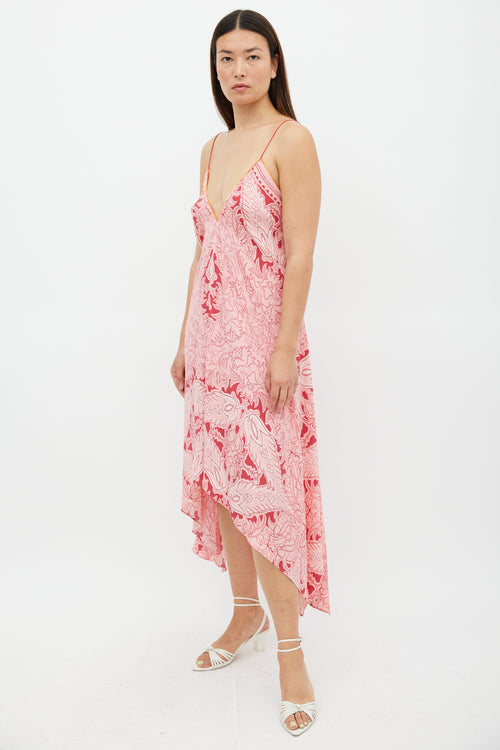 Etro Pink Silk Printed Handkerchief Dress