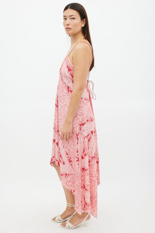 Etro Pink Silk Printed Handkerchief Dress