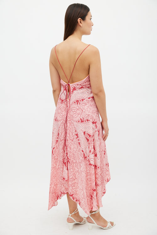 Etro Pink Silk Printed Handkerchief Dress