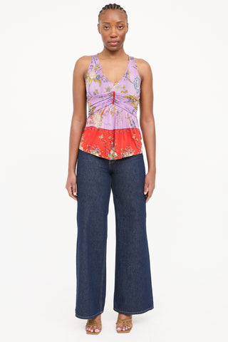 Etro Floral Ruffled Top