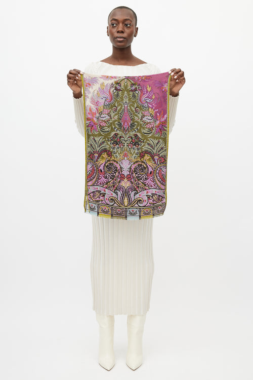 Etro Purple 
Multicolour Paisley Cashmere Scarf