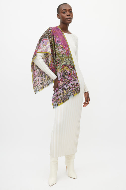 Etro Purple 
Multicolour Paisley Cashmere Scarf