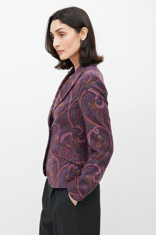 Etro Purple 
Multicolour Paisley Wool Blazer