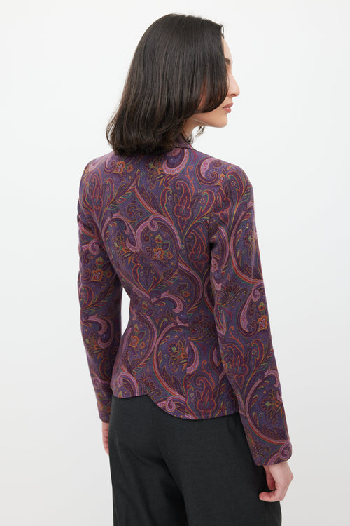 Etro Purple 
Multicolour Paisley Wool Blazer