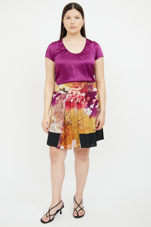 Etro Yellow 
Multi Floral Print Skirt