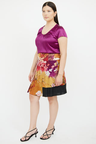 Etro Yellow 
Multi Floral Print Skirt