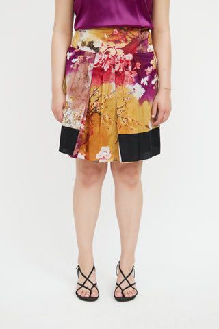 Etro Yellow 
Multi Floral Print Skirt