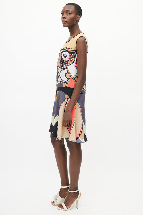 Etro Spring 2012 Beige 
Multi Silk Print Dress