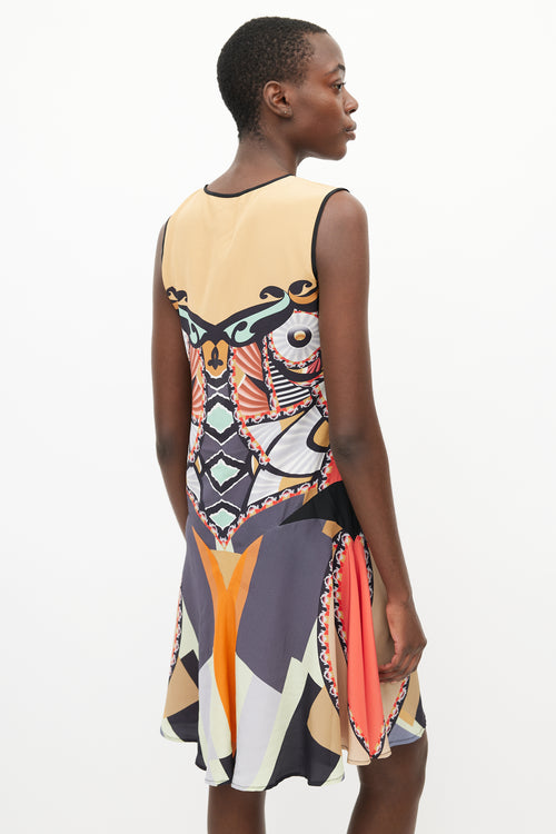 Etro Spring 2012 Beige 
Multi Silk Print Dress