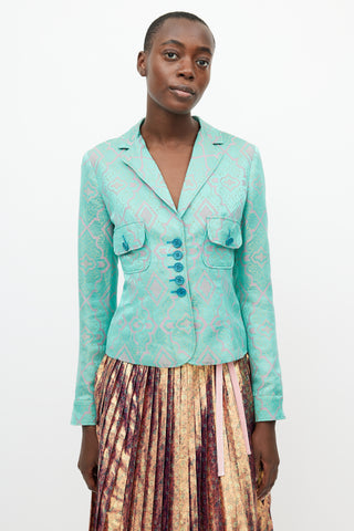 Etro Turquoise 
Pink Brocade Blazer