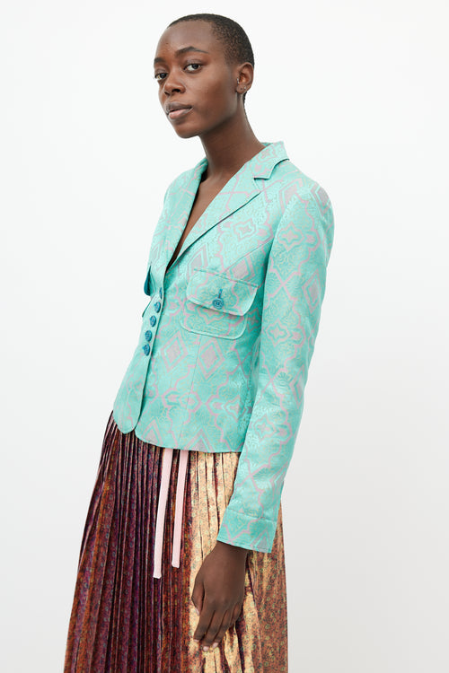 Etro Turquoise 
Pink Brocade Blazer