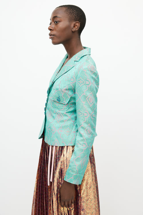 Etro Turquoise 
Pink Brocade Blazer