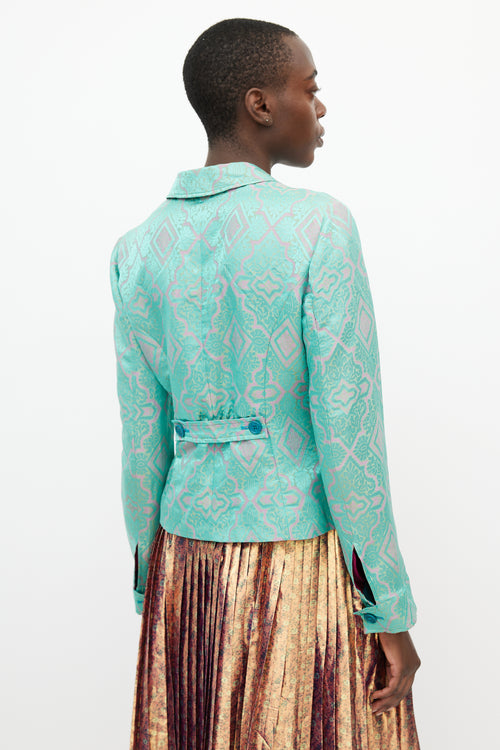 Etro Turquoise 
Pink Brocade Blazer