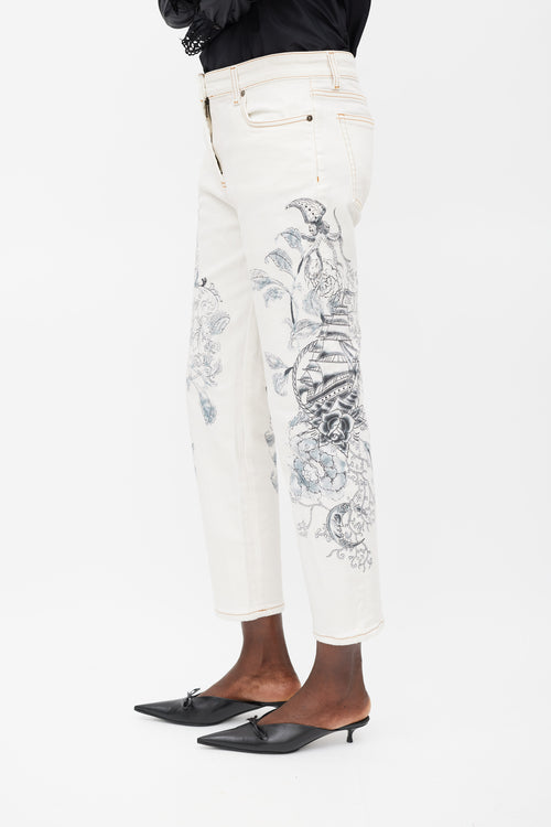 Etro White 
Grey Printed Jeans