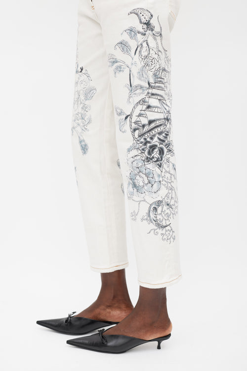 Etro White 
Grey Printed Jeans