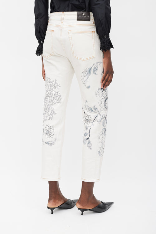 Etro White 
Grey Printed Jeans